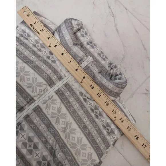 New Land's End Down Feather Puffer Vest Fair Isle Snowflake Gray/White Sz XL/T - - Picture 8 of 10